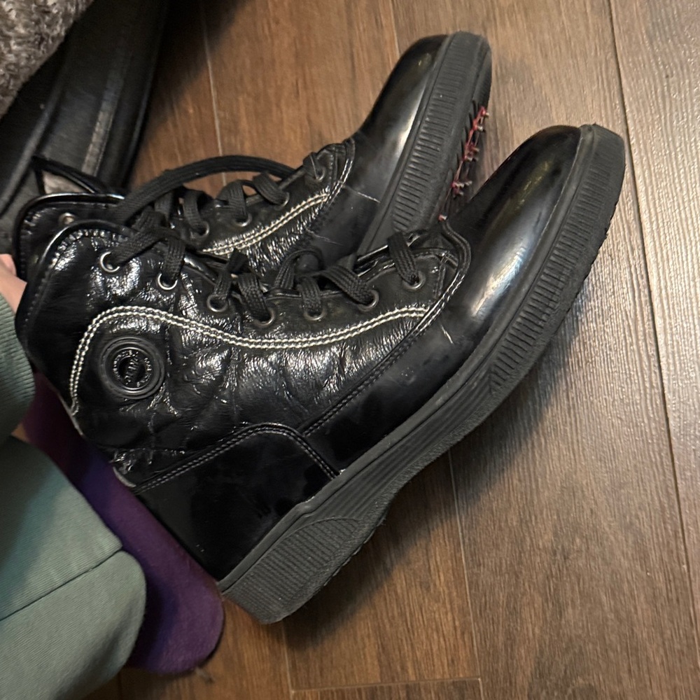 Sleek Black Women's High-Top Sneakers